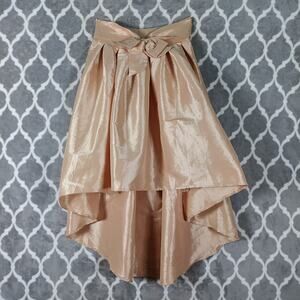 Haute Monde High Low Skirt Medium Pink Blush Champagne Satin Bow Formal Stretch